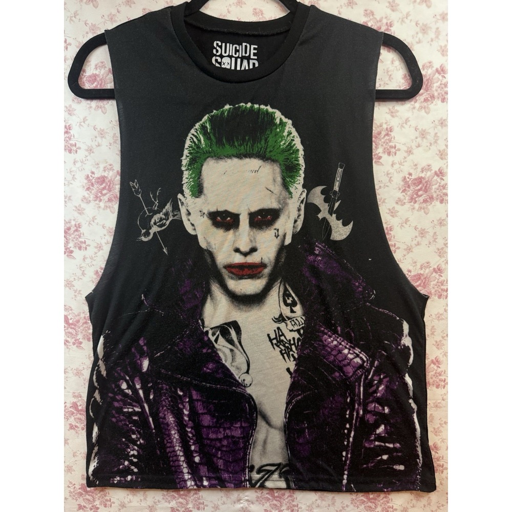 Suicide Squad Joker Jared Leto Graphic Muscle Tank Top Size L‎ Black DC Comics